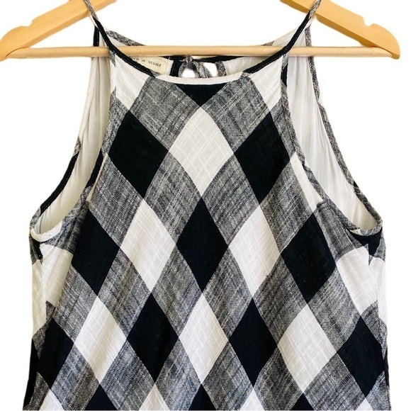 ANTHROPOLOGIE Cloth & Stone Linen Blend Gauzy Frayed Gingham A-Line Dress Size S - Picture 5 of 13